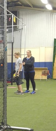 Angie Buckem Tincher PItching Lessons Indoor Atlanta Flames Facility